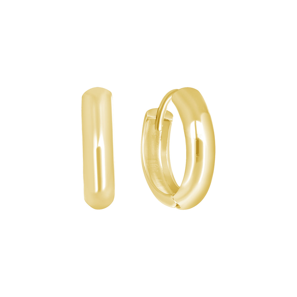 14K Solid Gold 3mm Thick Mini Huggie Earrings