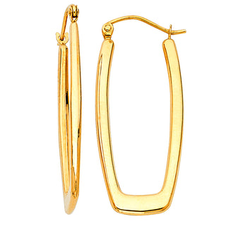 14K Solid Gold Rectangular Earrings