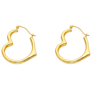 14K Yellow Gold Angled Heart Earrings