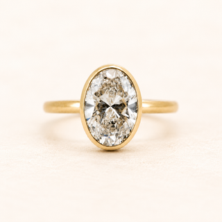 E - 3 ct Oval Cut Bezel Set Ring
