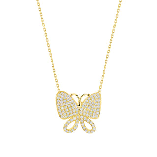 Simulated Diamond  Pave Butterfly Necklace