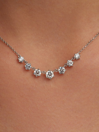7 Stone Round Cut Gemstone Necklace