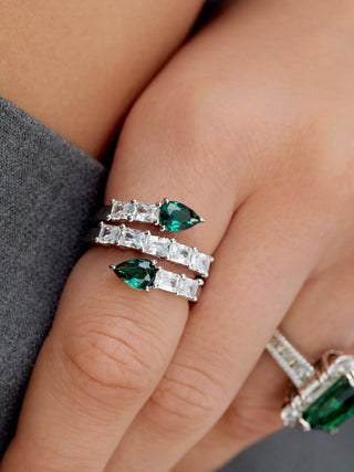 Twisted Green Gemstone Serpentine Ring
