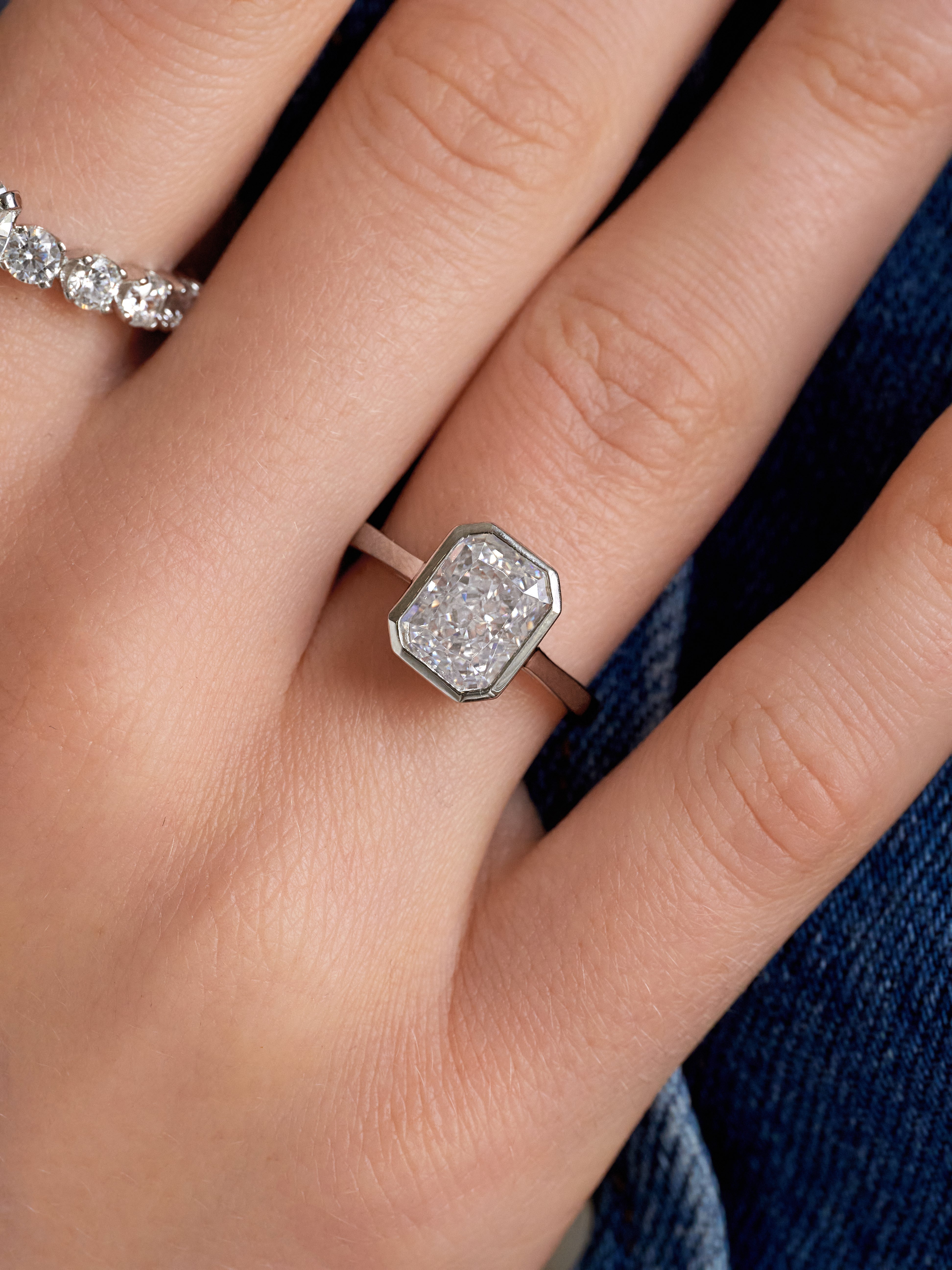 Ct Radiant Cut Simulated Diamond Bezel Setting Ring – Sioro