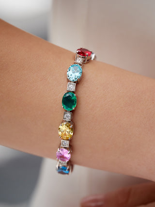 Multi-Color Gemstone Eternity Bracelet