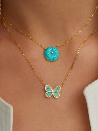 Turquoise Disc Necklace in Gold Vermeil