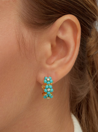 Flower Turquoise Hoop Earrings