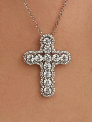 Round Cut Simulated Diamond Cross Necklace