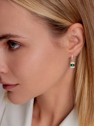 14K Gold Vermeil Emerald Hoop Earrings