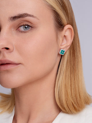 Clover Emerald Earrings in Gold Vermeil