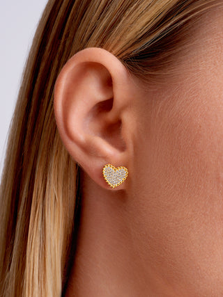 Pave Heart Earrings in 14K Gold Vermeil