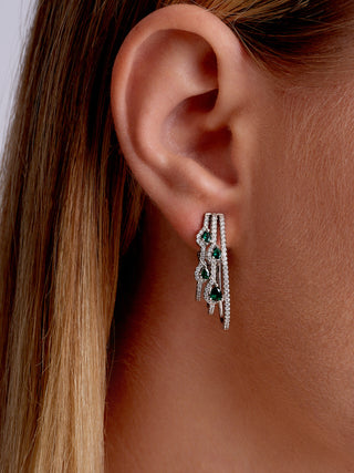 Dangly Emerald and Simulated Diamond Earrings