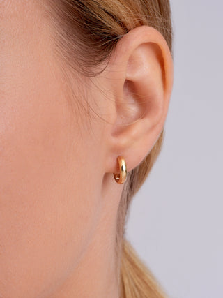 14K Solid Gold 3mm Thick Mini Huggie Earrings
