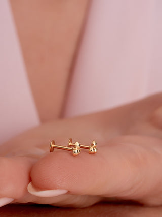 14K Solid Gold Ball Piercing