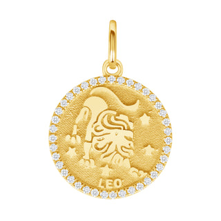Diamond Zodiac Medallion Charm in 14K Gold