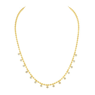 Round Cut CZ Drop Beaded Necklace