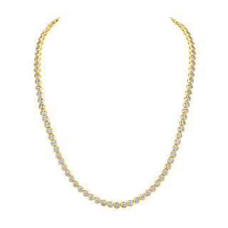 Round Cut CZ Bezel Tennis Necklace