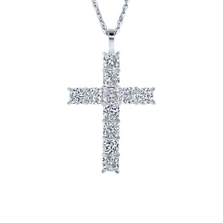 Cushion Shape Diamond Cross Pendant Necklace