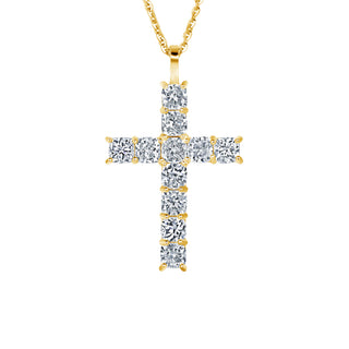 Cushion Shape Diamond Cross Pendant Necklace