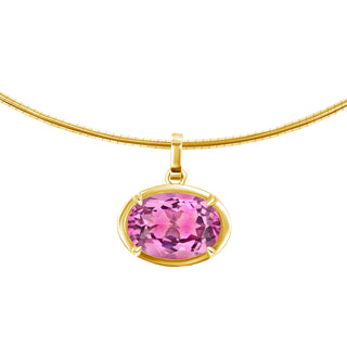 East-West Pink Topaz Bezel Set Pendant