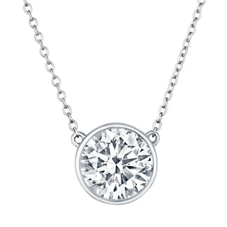 Round Cut Diamond Bezel Set Pendant Necklace