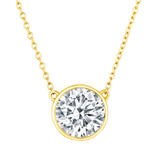 Round Cut Diamond Bezel Set Pendant Necklace