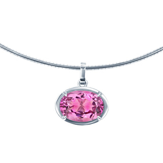 East-West Pink Topaz Bezel Set Pendant