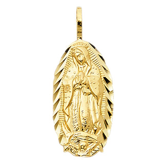 14K Yellow Gold Religious Guadalupe Pendant