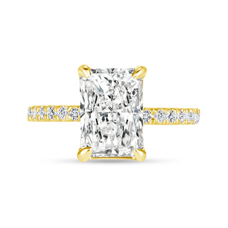 7 ct Elongated Radiant Cut Lab Diamond Ring in 14K Yellow Gold Setting