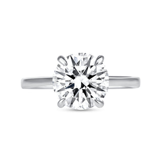 Lab Grown Diamond Cathedral Solitaire Hidden Halo Engagement Ring