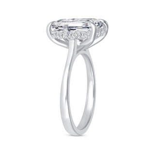 Lab Grown Diamond Cathedral Solitaire Hidden Halo Engagement Ring
