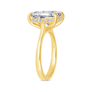 Lab Grown Diamond Cathedral Solitaire Hidden Halo Engagement Ring
