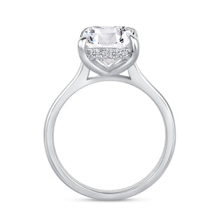 Lab Grown Diamond Cathedral Solitaire Hidden Halo Engagement Ring