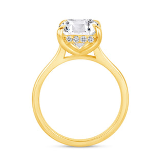 Lab Grown Diamond Cathedral Solitaire Hidden Halo Engagement Ring