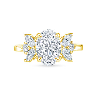 The Cleo: 3CT Oval Cut Diamond in 14K Gold