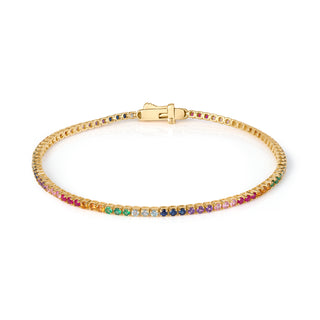 14K Gold Rainbow Sapphire Tennis Bracelet