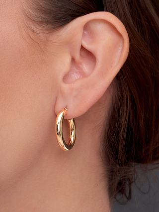 14K Solid Gold 4mm Thick Hoop Earrings