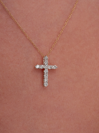 Diamond Cross Necklace in 14K Gold