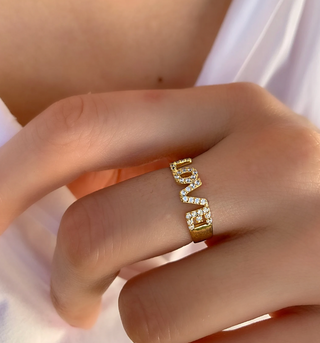 Love Ring with Pave Zirconia in 14K Gold Vermeil