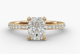 3.5 Ct Elongated Cushion Cut Lab Diamond Ring in 14K Yellow Gold