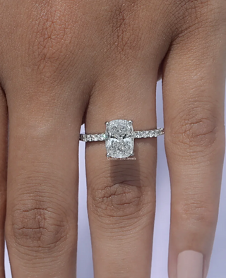 3.5 Ct Elongated Cushion Cut Lab Diamond Ring in 14K Yellow Gold