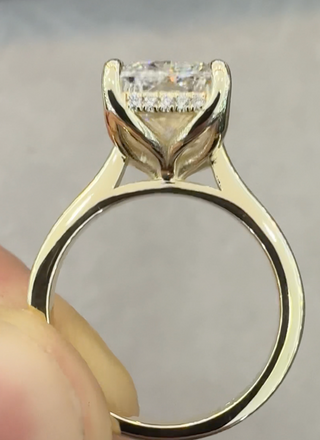 8 Ct Elongated Radiant Cut Lab Diamond Ring in 14K Yellow Gold Setting