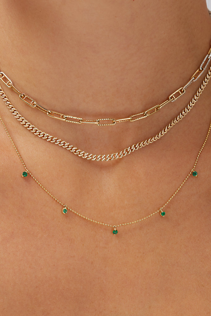 14K Gold Emerald Charm Necklace