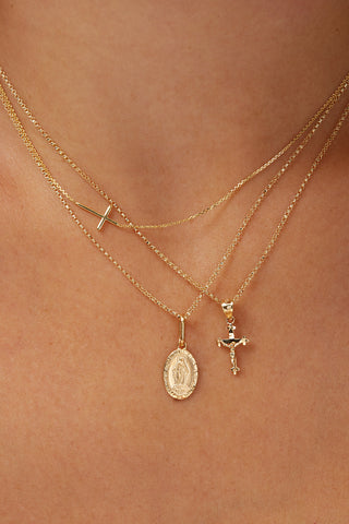 14K Plain Gold Mini Cross Necklace