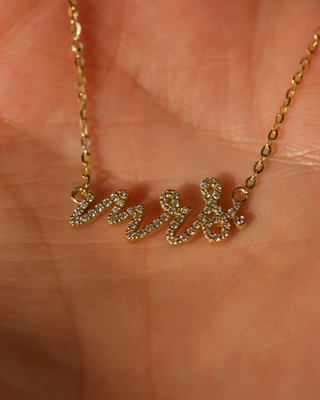 14K Solid Gold + Diamond Mrs. Necklace