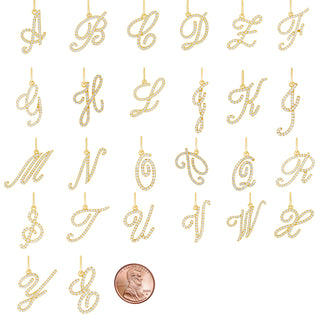 Diamond and 14K Gold Cursive Initial Necklace