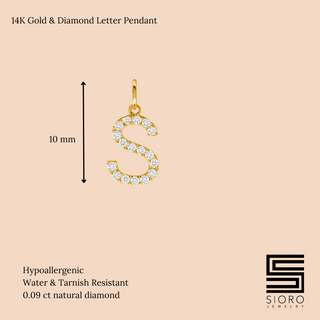 Diamond Letter Pendant in 14K Gold