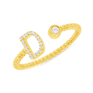Diamond Pave Initial Ring in 14K Gold