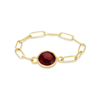 Birthstone - 14K Solid Gold Paperclip Chain Ring