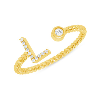 Diamond Pave Initial Ring in 14K Gold